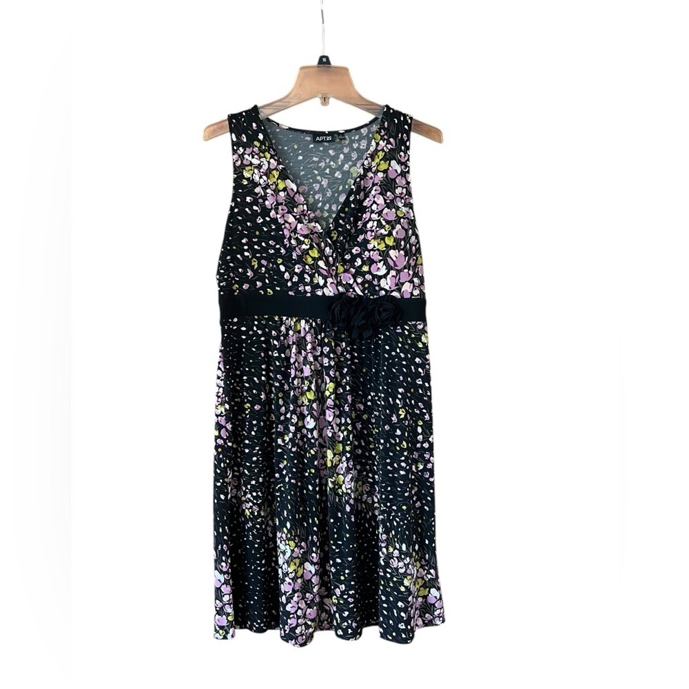 Apt 9 Black Floral Sleeveless Dress Large
